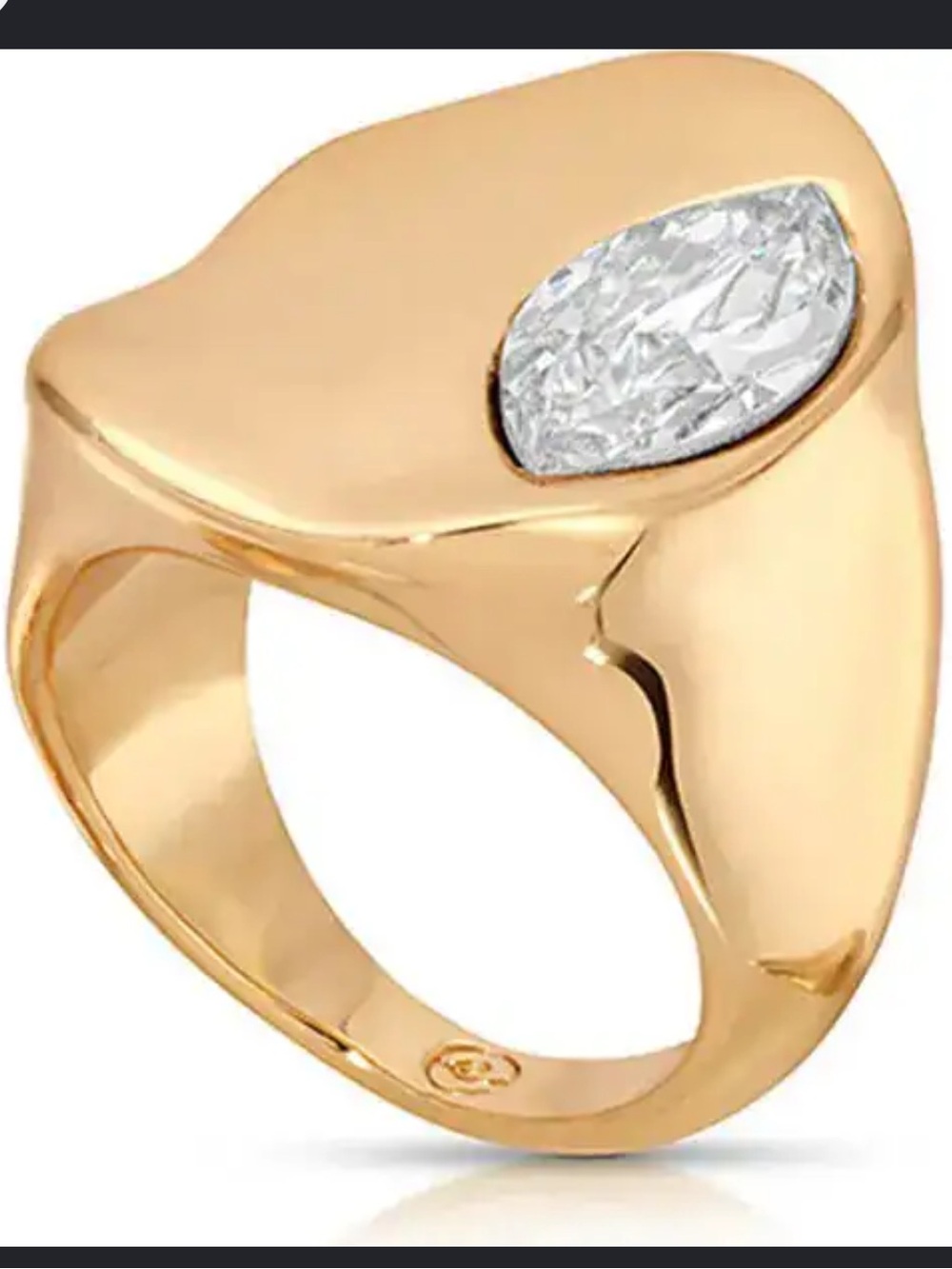 Ettika Liquid Luxe 18k Gold Plate Statement Ring Mogul Rhinestone Size 10